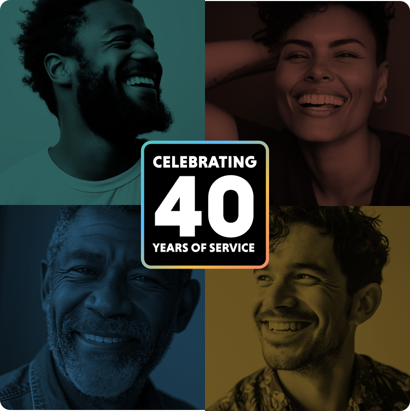 Collage of diverse Nashville CARES community members celebrating connection, wellness, and LGBTQ+ pride