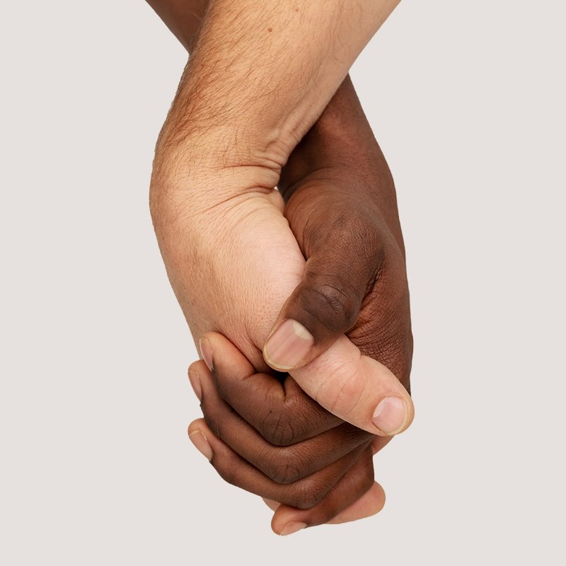 Photo illustration of joined hands for the "Healthy Relationships" course in HealthyU at Nashville Cares.